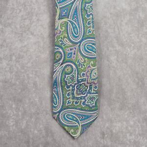 Stafford Essentials Green Purple Floral Paisley‎ Executive Silk Neck Tie Men's